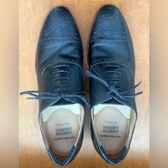 Johnston & Murphy Conard 2.0 Cap Toe Oxford Black Leather Men’s 11.5 Dress Shoes - Picture 4 of 8